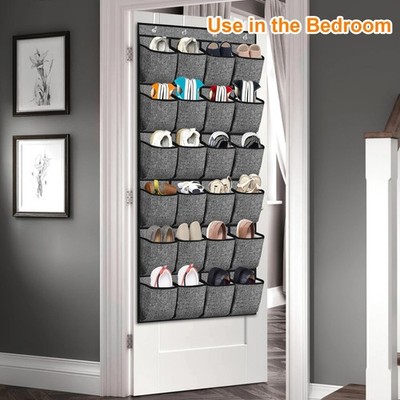 Over-The-Door Shoe Organizer With 16 Pockets – Heavy-Duty 600D Oxford Fabric, 4 Hooks – For Closet, Dorm, Bathroom Storage-633325