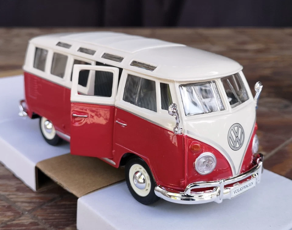 modellino fugone vintage Volkswagen samba vw t1 scala 1:25 modellini 1/24 - Immagine 4 di 4