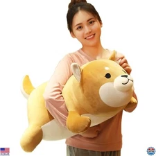 Shiba Inu Plush Pillow 29.5" Soft Stuffed Animal Toy Cute Sleeping Puppy Gift