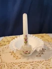 FENTON Milk Art Glass Hand Painted Violets Basket Artist Signed Kim Blake