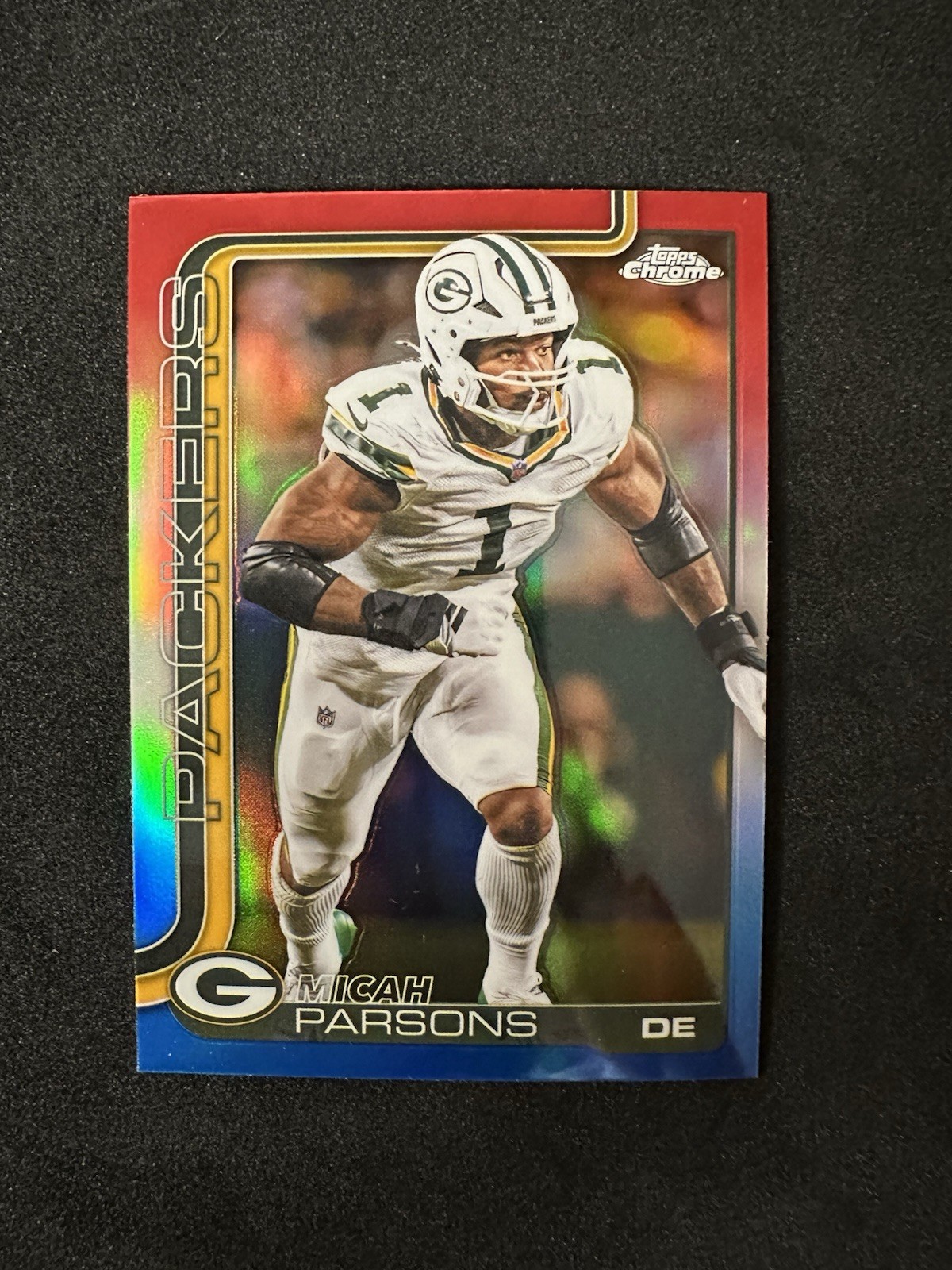 2025 Topps Chrome Football #77 Micah Parsons Red, White & Blue Refractor SP
