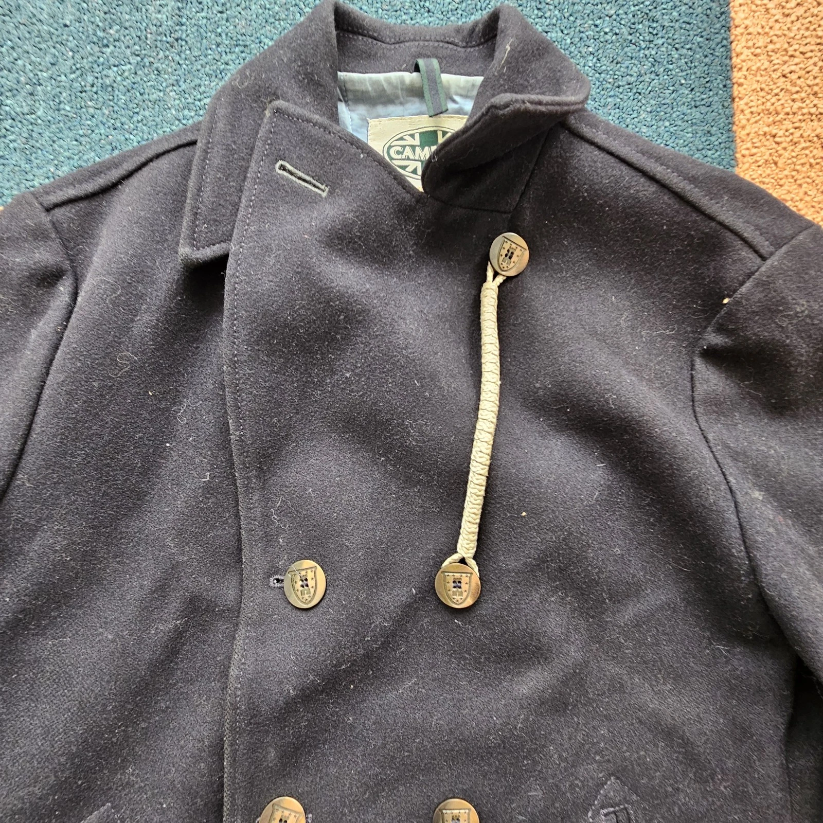 CAMPLIN Men's PEACOAT ISLAND T Wool Jacket Solid sz 52 Navy Blue Y7f image 3