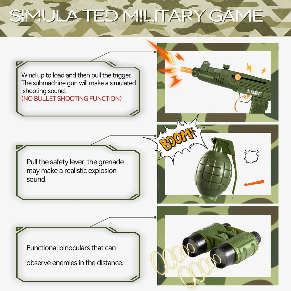 Disfraz del Ejército para Niños, Niños Militar Ejército Fingir Juego Set, Regalos de Halloween M... Foto 2 de 4