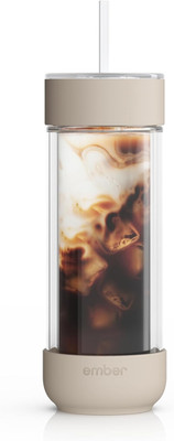 Cold Tumbler 16 Oz   Insulated Glass Iced Coffee Cup with Straw & Spill-Proof Li