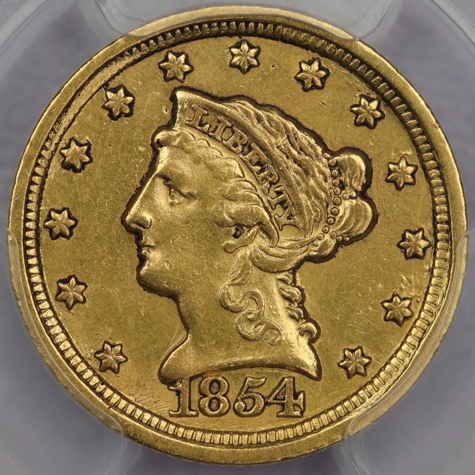 1854-D $2.5 Liberty Quarter Eagle 1,760 Mintage - PCGS AU Details Cleaned