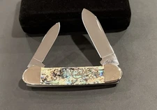 🔥 2000 Case XX 82131 Abalone Silver Script Canoe Pocket Knife Super Rare
