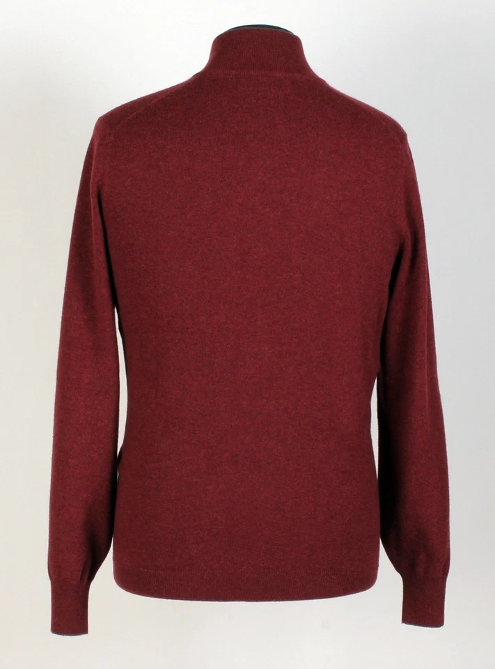 Brunello Cucinelli 100% Cashmere 1/2 Zip Sweater - Burgundy - L - $1350 Retail - Image 3 of 4