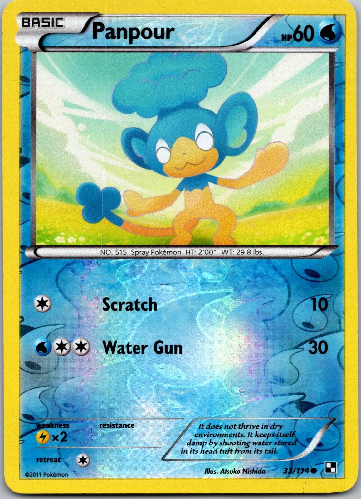 POKEMON PANPOUR 33/114 COMMON REVERSE HOLO BLACK & WHITE NM/M