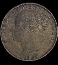 1858 Queen Victoria Young Head Farthing Vintage Coin - Rare