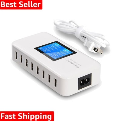 Smart 8-Port Charging Station with Intelligent LCD - Optimized for All Devices