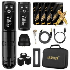 Ambition Soldier Wireless Tattoo Machine Kit Complete Rotary Coreless Motor Tatt