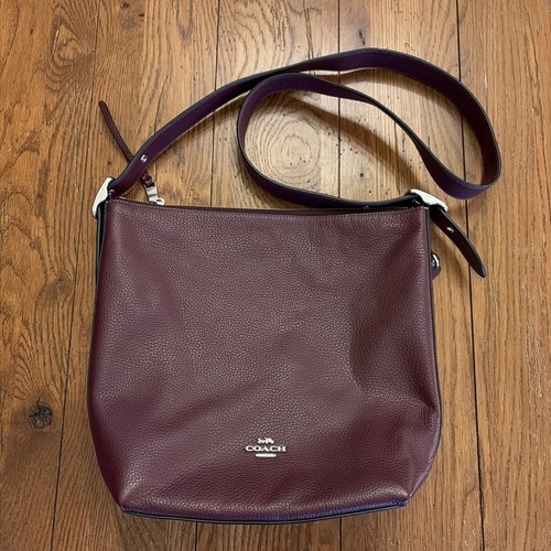 Coach Val Duffle Crossbody/Shoulder Bag C2818 Berry Purple Pebble Leather