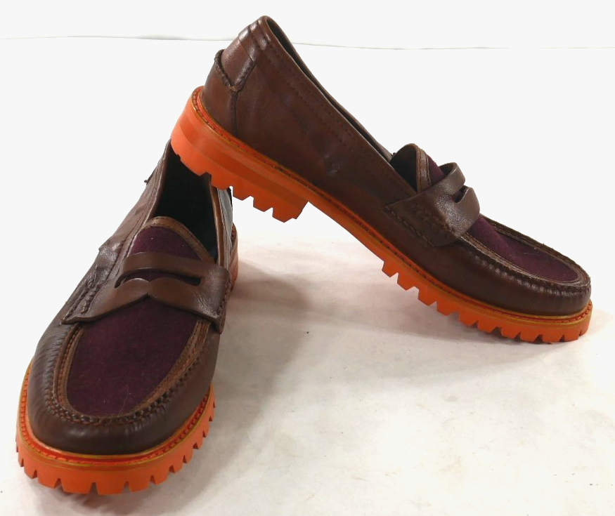 SAOLA Mocassini Cole Haan bordeaux lana marrone pelle penny arancione suola a strappo uomo 12 M