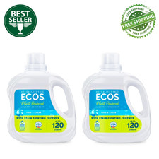 2PK ECOS Plus Liquid Laundry Detergent Free Clear 120 Loads 110oz Stain Fighting 0.12 per gallon
