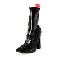 Scuderia Ferrari Women's Black Patent Leather Heeled Booties Shoes US 10 IT 40