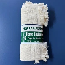Cannon Home Equipment 6 Fingertip Towels 100% Cotton Beige 11x18 Made in USA