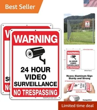10x7 Video Surveillance Warning Signs - Indoor/Outdoor No Trespassing, 2-Pack