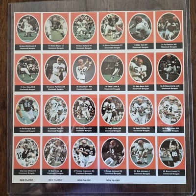 1972 Sunoco NFL Cincinnati Bengals UPDATED 24 PLAYER Action Stamp Sheet UNCUT 