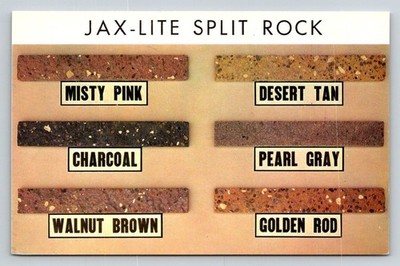 Vintage JAX-LITE SPLIT ROCK Color Samples Masonry Jackson MS Postcard