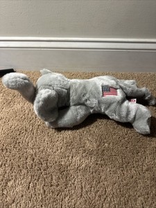 TY Beanie Buddy Elephant Plush “Righty” USA Flag Stuffed Animal Tags