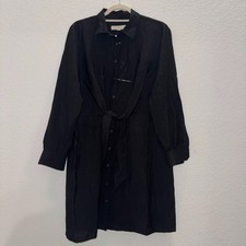 NWT Loft Womens 10 Button Up Front Tie Long Shirt Dress Office Wear Quite Luxury