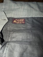 Jos A Bank Mens Wool Dress Pants 40x30 Glen Plaid USA Made Pleated Classic Fit