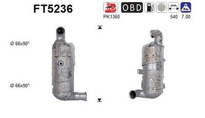 DPF Rußpartikelfilter Dieselpartikelfilter AS FT5236 Cordierit für OPEL COMBO K9