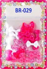 Girls Self Hinge Plastic Mini Bow Hair Barrettes - Pink  White - 20 Pcs. by