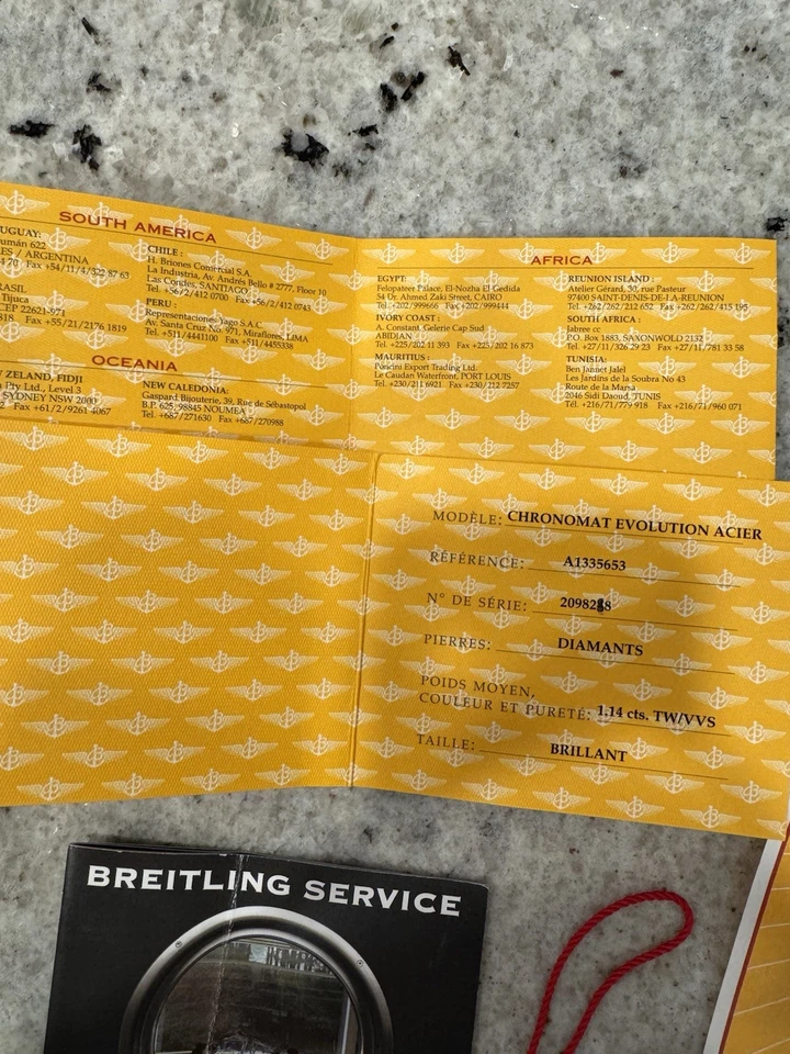 Breitling A1335653 Chronomat Papers: Certificate Service Book And Hang Tag - image 3 of 4
