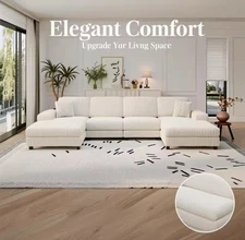 Modern U-Shaped Convertible 4-Seat Sectional Sofa Set