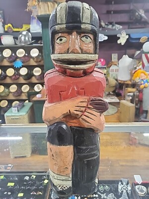 1923 Vtg 18'' Hand Carved Red Grange Folk Art Bottle Holder Chicago Bears #77 NFL