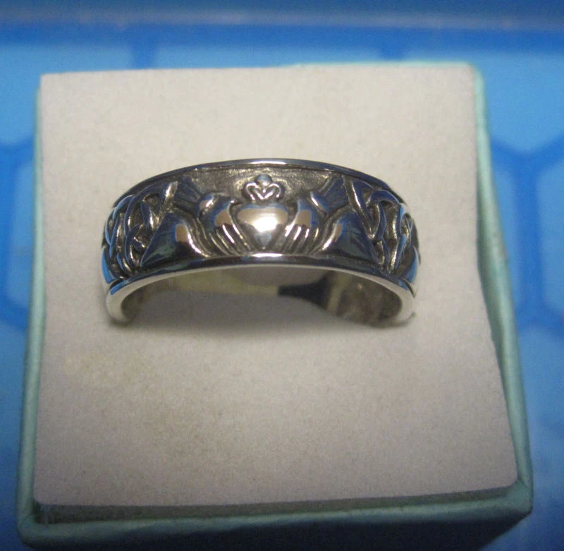 IRISH CLADDAGH WEDDING RING ~  sterling silver CELTIC - Peter Stone. UK SELLER - Изображение 3 из 4