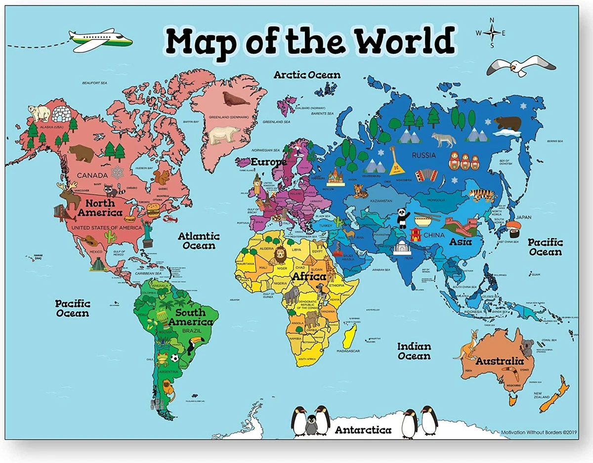 World Map For Kids With Countries