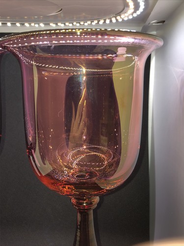 Vintage Amethyst Glass Pillar Candle Holders Pair Hand Blown Ruby Cranberry 11” - Picture 4 of 11