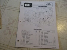 Toro 826 38150 snow thrower blower Parts Catalog Manual 1986
