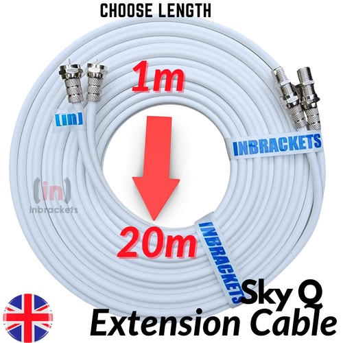 Sky Cable Extension Twin Coax F plugs Q Satellite coaxial lead Shotgun inc Clips - Picture 7 of 10