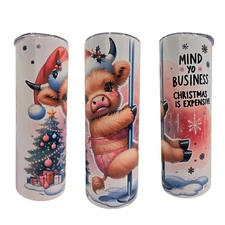 Christmas baby Cow 20oz  Insulated Stainless Skinny Sublimation Tumbler