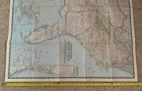 Vintage 65x75cm Appr 1947 National Geographic Map USA SOUTHEASTERN UNITED STATES - Picture 6 of 9