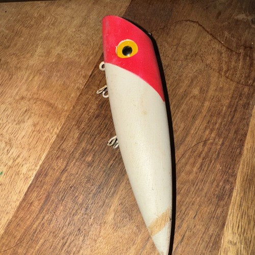 Vtg Martin Salmon Plug / Lure ( White & Red ) 6” GLASS EYES - Picture 2 of 5
