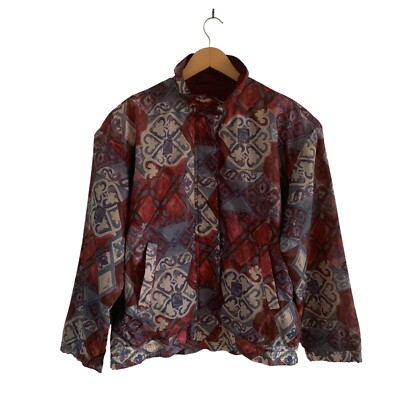 Sequence Windbreaker Jacket Full Zip Women's Size Medium Pockets Patterned