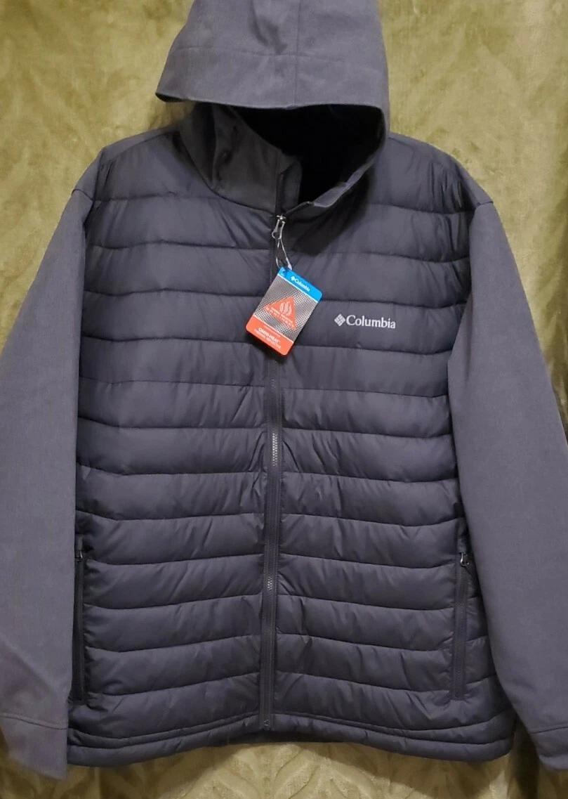 Columbia Men’s Powder Lite Hybrid Hooded Jacket Omni-Heat Black Size 2XL