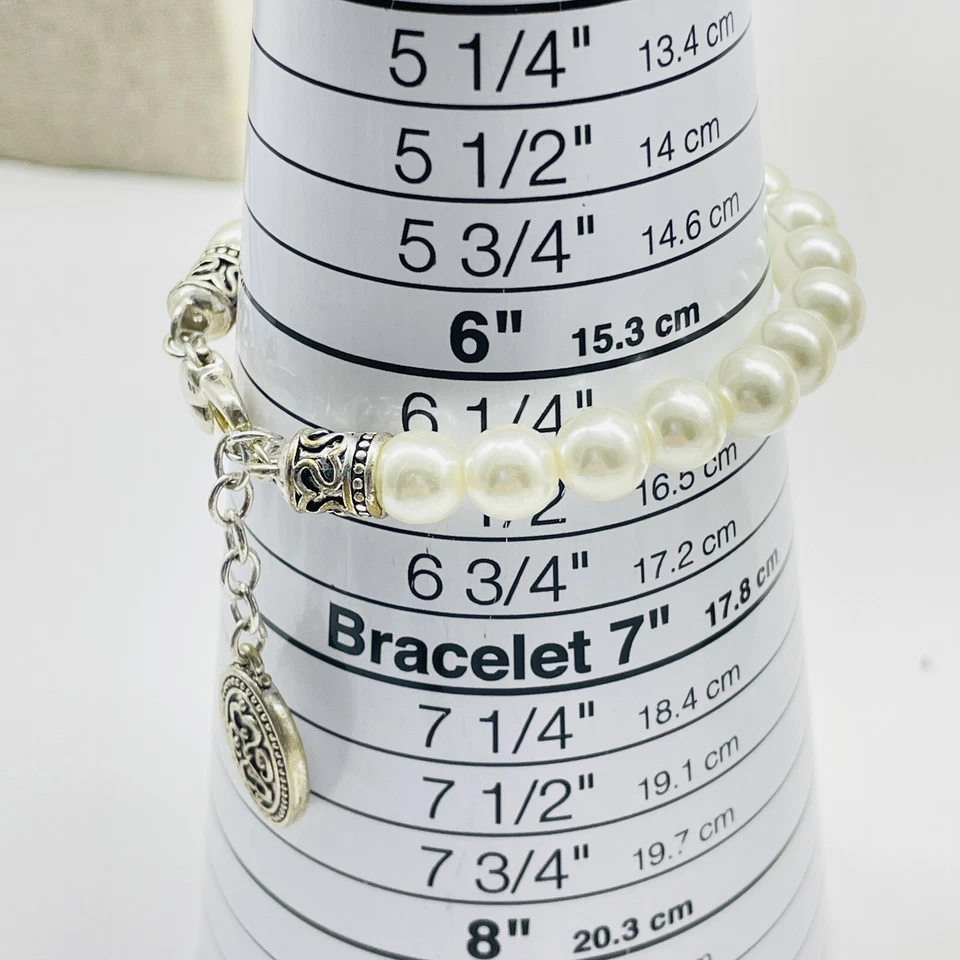 Pulsera AVON Perla Simulada Tono Plata Filigrana Clásica Novia Boda Foto 4 de 4