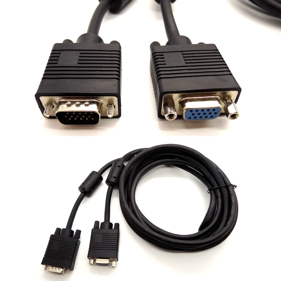 VGA Monitor EXTENSION Cable MALE TO FEMALE SVGA PC Lead TRIPLE SHIELDED 15pin - Image 3 of 4