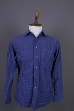 Christian Dior Blue Check Long Sleeve Button Down Dress Shirt Size 39 / 15 1/2