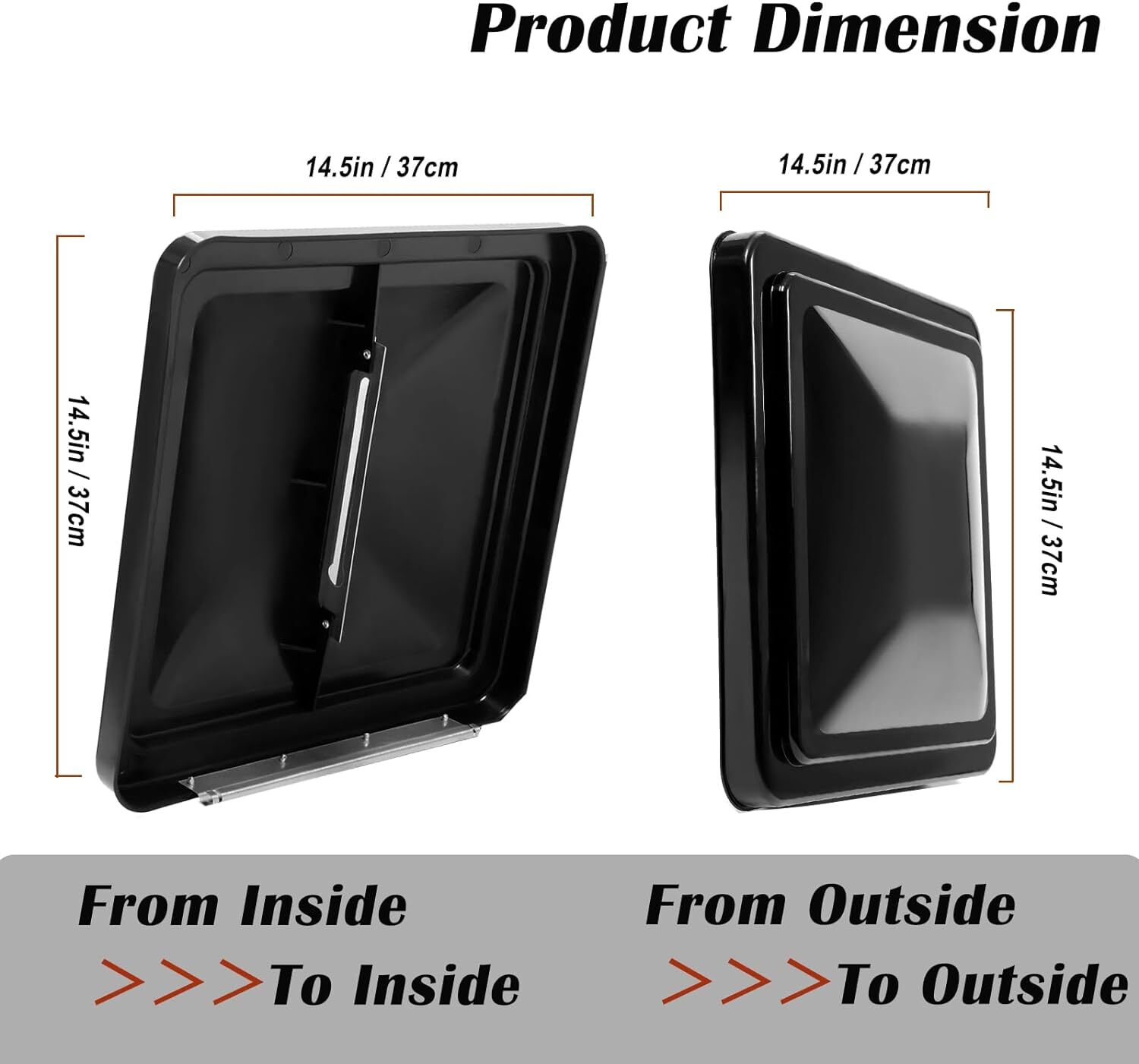 Rv Roof Vent LBK 14" Universal RV, Trailer, Camper, Motorhome (Black 2 Pack) Roof Vent Cover - Vent Lid Replacement , Made In USA For Sale Trailer Roof Vent - Foto 5