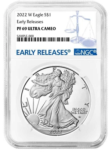 2022 W 1oz Silver Eagle Proof NGC PF69 Ultra Cameo - Early Releases - Blue Label