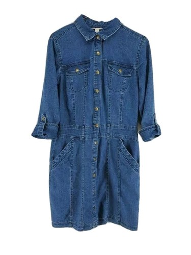 Cato Denim Button Front Dress Womens 