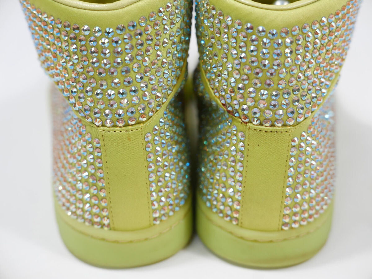 Gucci Sneakers High Top Swarovski Crystals Leather Lime RARE