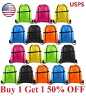 Drawstring Backpack Zippered Pocket Sport Gym Waterproof Cinch Sack Pack Bag