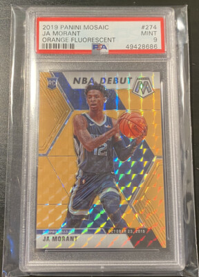 2019 Panini Mosaic Ja Morant #274 Orange Fluorescent Prizm NBA Debut 25/25 PSA 9